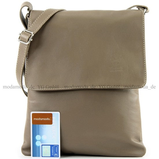 modamoda de - T33 - ital Umhängetasche Schultertasche aus Nappaleder