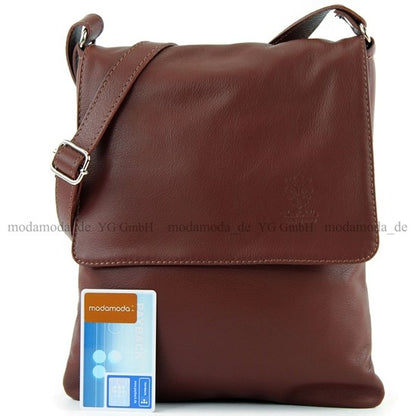modamoda de - T33 - ital Umhängetasche Schultertasche aus Nappaleder