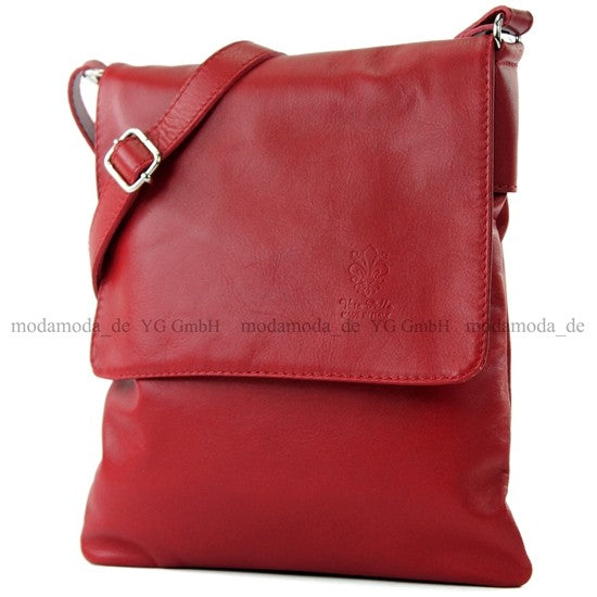 modamoda de - T33 - ital Umhängetasche Schultertasche aus Nappaleder