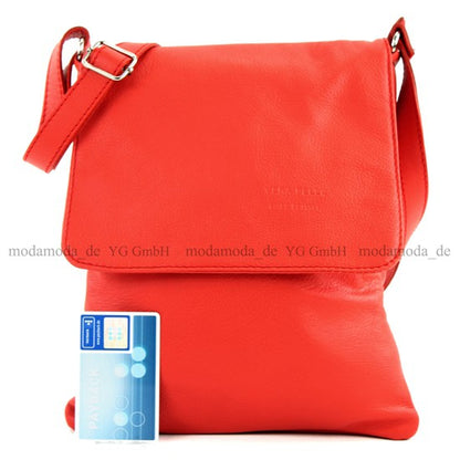 modamoda de - T33 - ital Umhängetasche Schultertasche aus Nappaleder