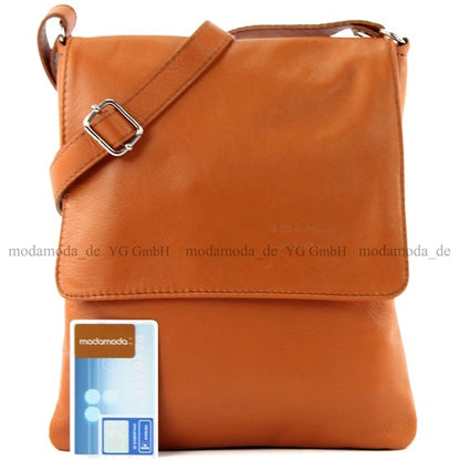 modamoda de - T33 - ital Umhängetasche Schultertasche aus Nappaleder