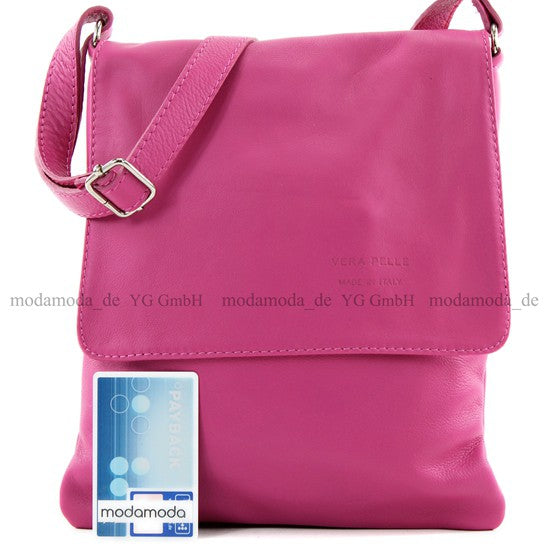 modamoda de - T33 - ital Umhängetasche Schultertasche aus Nappaleder