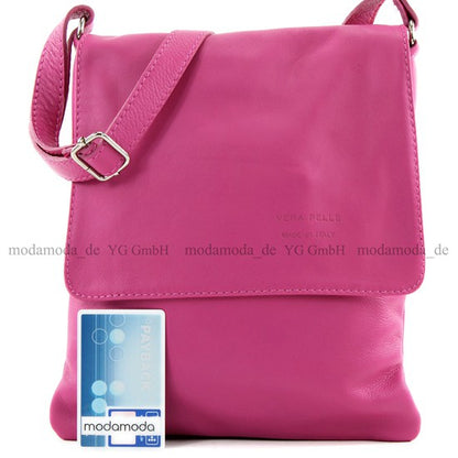 modamoda de - T33 - ital Umhängetasche Schultertasche aus Nappaleder