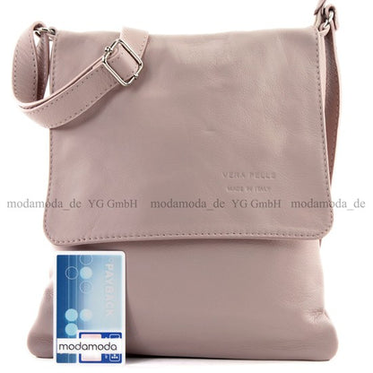 modamoda de - T33 - ital Umhängetasche Schultertasche aus Nappaleder