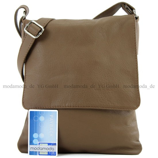 modamoda de - T33 - ital Umhängetasche Schultertasche aus Nappaleder