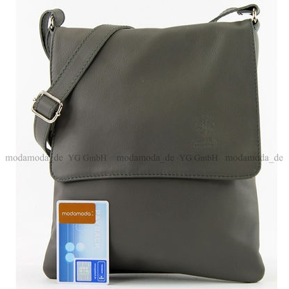 modamoda de - T33 - ital Umhängetasche Schultertasche aus Nappaleder