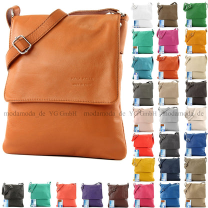 modamoda de - T33 - ital Umhängetasche Schultertasche aus Nappaleder