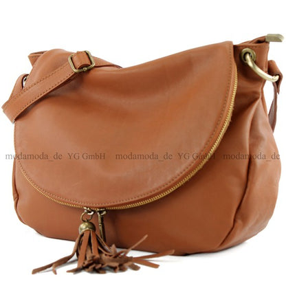 modamoda de - T40 -  ital Schultertasche Umhängetasche Nappaleder