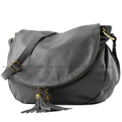 modamoda de - T40 -  ital Schultertasche Umhängetasche Nappaleder