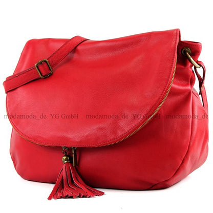 modamoda de - T40 -  ital Schultertasche Umhängetasche Nappaleder