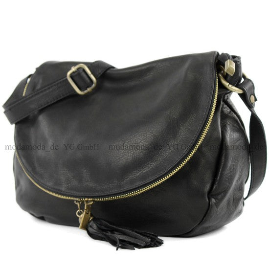 modamoda de - T40 -  ital Schultertasche Umhängetasche Nappaleder
