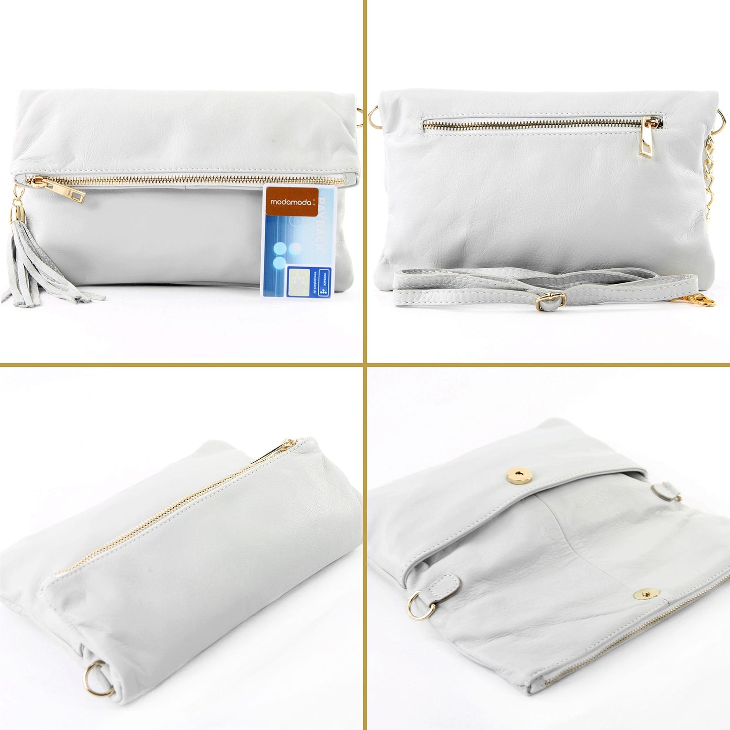 modamoda de - T54 -  ital Kleine Clutch aus Nappaleder