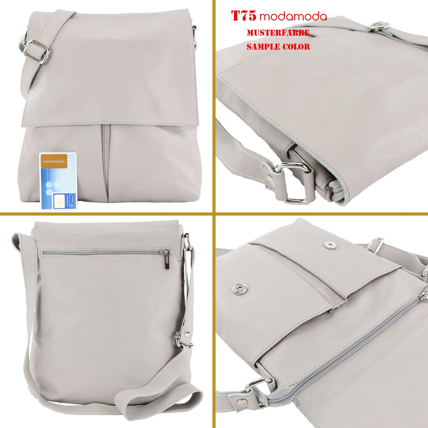 modamoda de - T75 - ital Crossover Umhängetasche Nappaleder