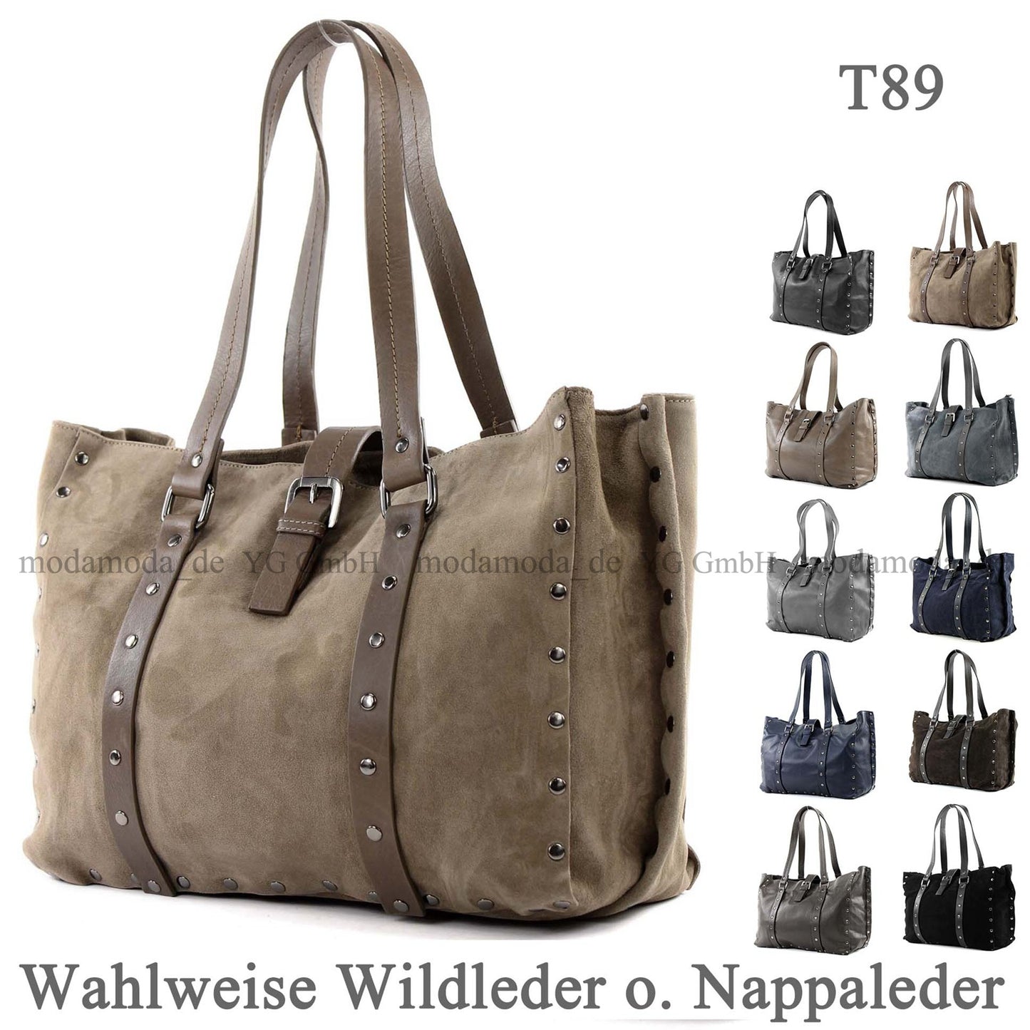 modamoda de - T89 -  ital Shopper aus Nappaleder / Wildleder