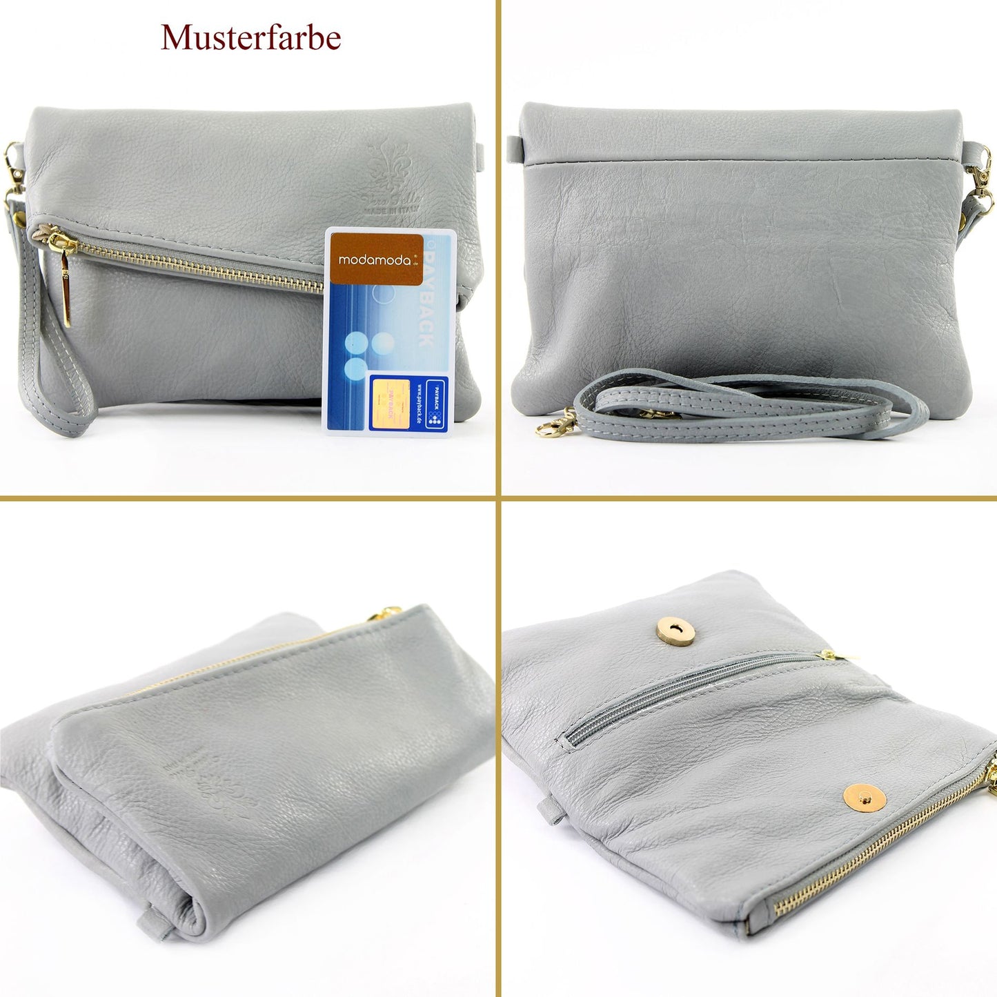 modamoda de - T95 - ital Handgelenktasche aus Nappaleder Mini
