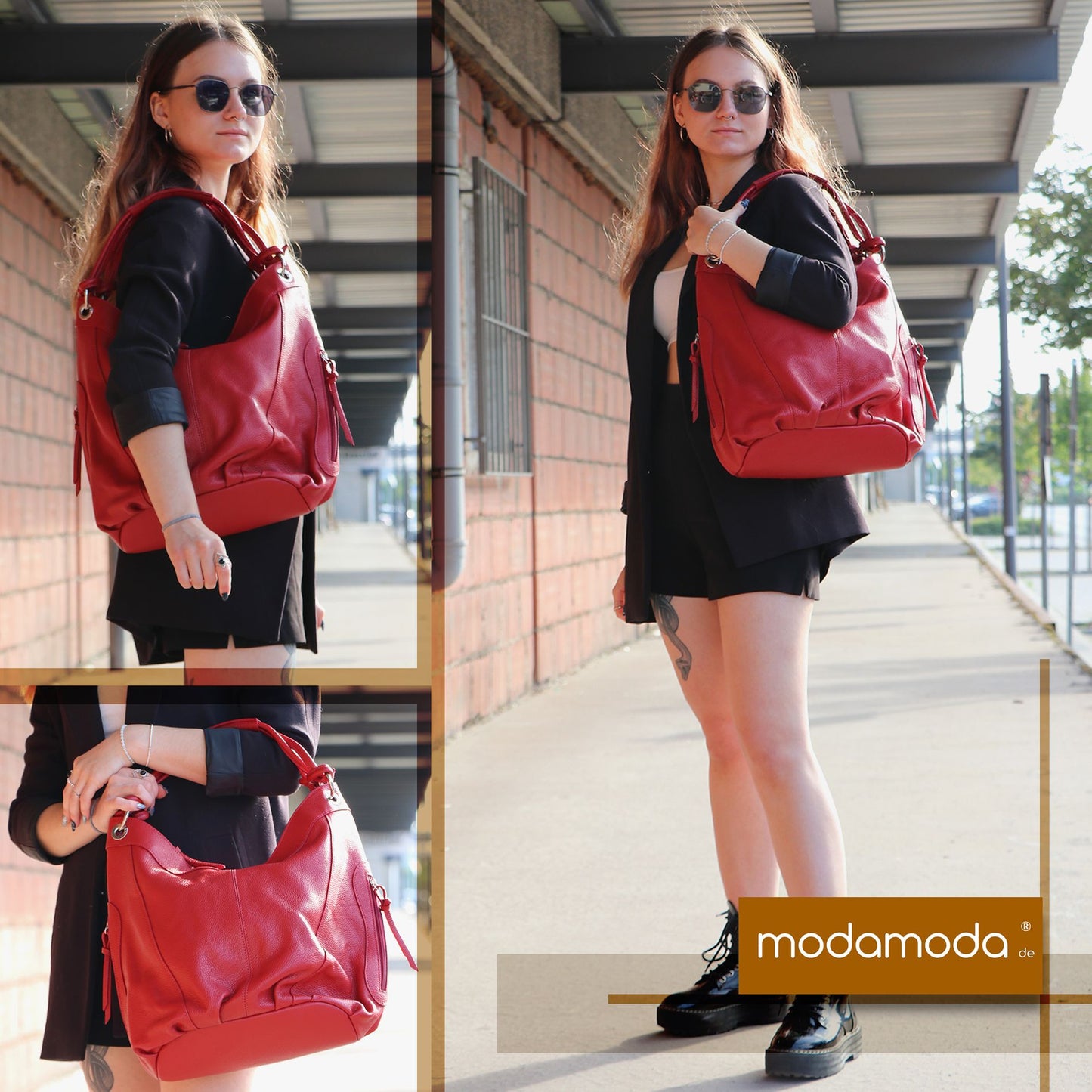 modamoda de -  Z18 - ital Damenhandtasche aus Leder/Nappaleder