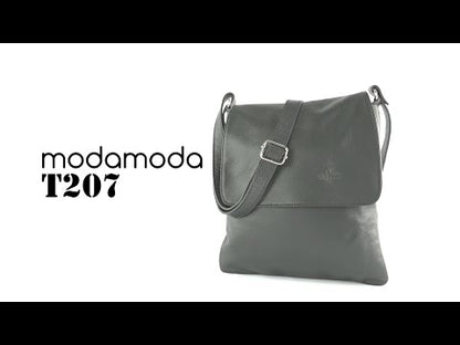 modamoda de - T207 - ital. Umhängetasche Schultertasche aus Nappaleder