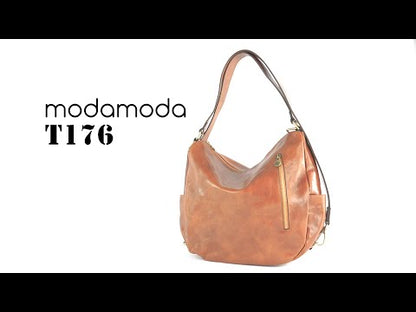 modamoda de - T176 - Rucksack Tasche aus hochwertigem Leder