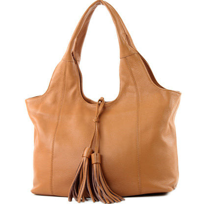 modamoda de - T105 - ital. Schultertasche Groß aus Leder