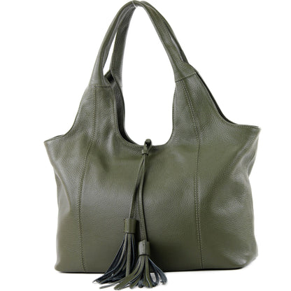 modamoda de - T105 - ital. Schultertasche Groß aus Leder
