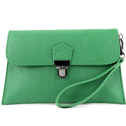 modamoda de T190 Damen Leder Clutch Handgelenktasche Schultertasche mit Kette handmade in Italy
