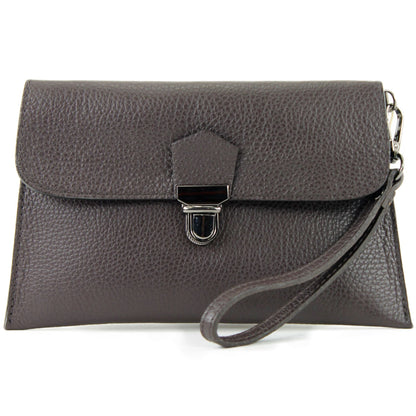 modamoda de T190 Damen Leder Clutch Handgelenktasche Schultertasche mit Kette handmade in Italy
