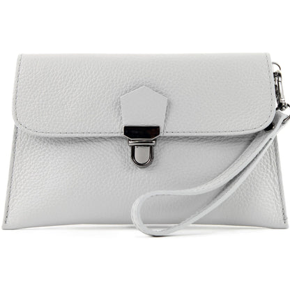 modamoda de T190 Damen Leder Clutch Handgelenktasche Schultertasche mit Kette handmade in Italy