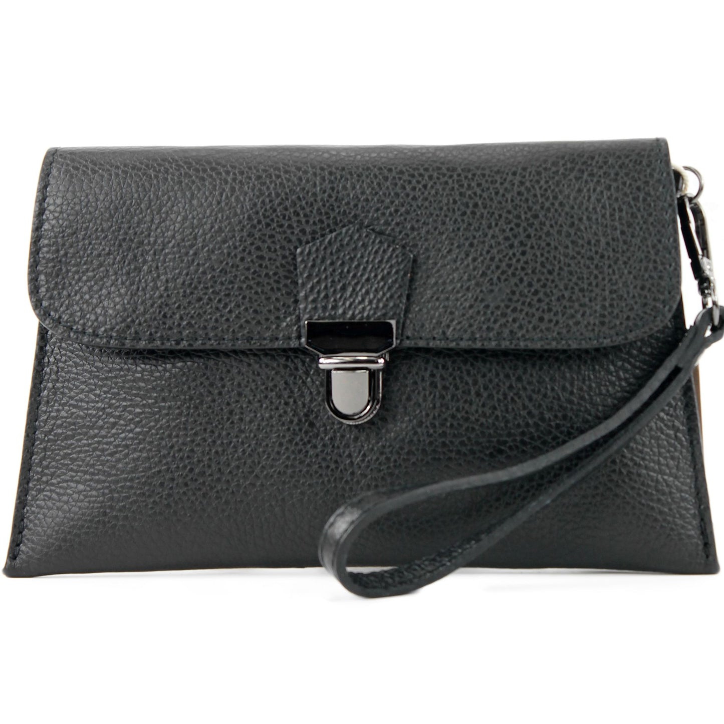 modamoda de T190 Damen Leder Clutch Handgelenktasche Schultertasche mit Kette handmade in Italy