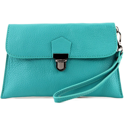 modamoda de T190 Damen Leder Clutch Handgelenktasche Schultertasche mit Kette handmade in Italy